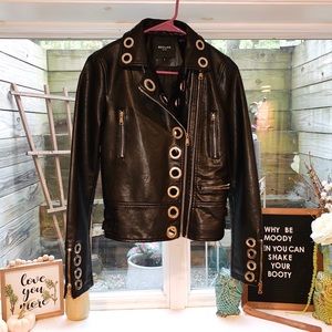 Beulah Studded Black Leather Jacket